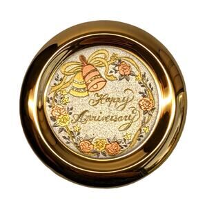 Chokin Art Happy Anniversary trinket box vintage 1970s